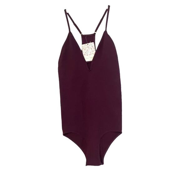 FREE PEOPLE INTIMATELY WOMEN'S WINE SLEEVELESS MOVE ALONG BODYSUIT Sz XS/S - Picture 9 of 9